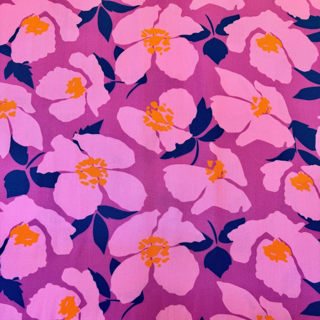 Viscose fuchsia roze bloemen