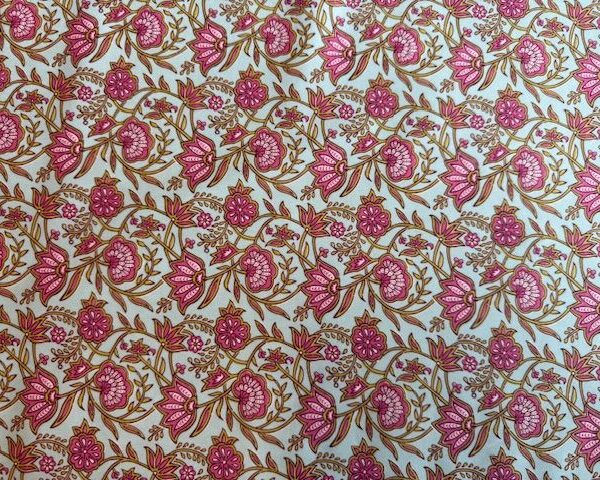 Katoen blockprint paarse bloemen A La Ville
