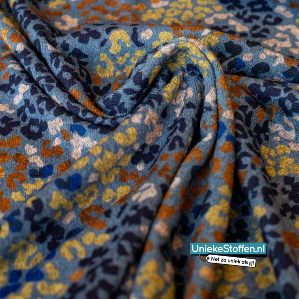Blauwe panterprint – A La Ville – polyester rekbaar