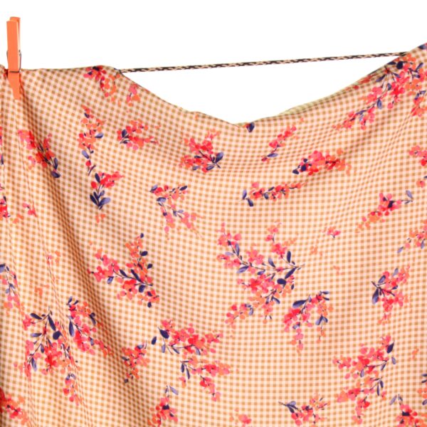 Viscose Oker ruitjes met bloemen - Atelier Jupe
