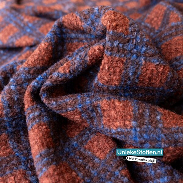 Bouclé bruin-blauw