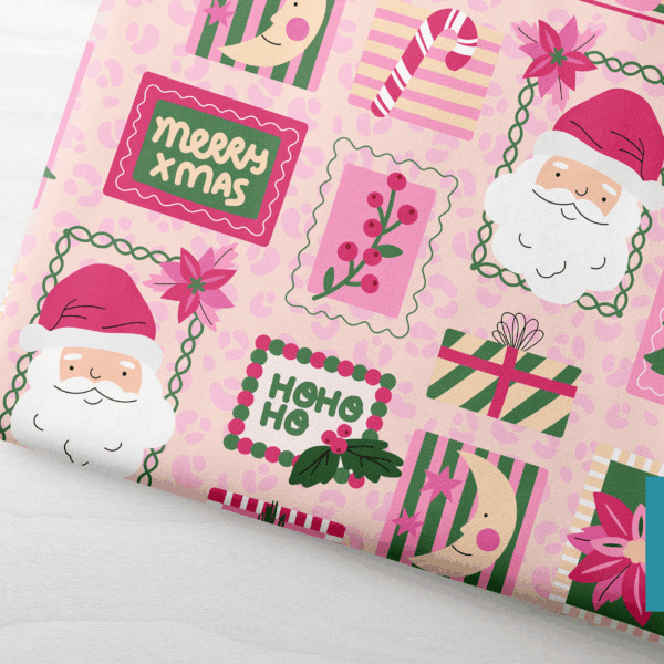 Kerst 2026 roze – GOTS French Terry – Pre-order